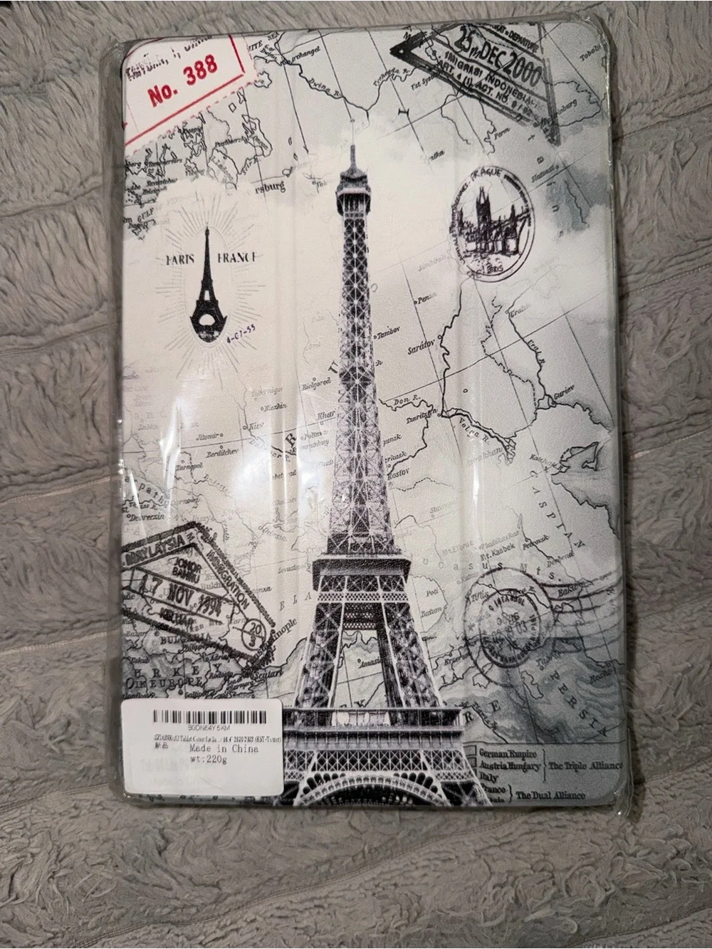 Eiffel Tower Pattern Tablet Case - White/Black